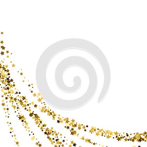 Confetti cover from gold stars. Swirl path like corner vignette.