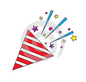 Confetti party popper icon vector