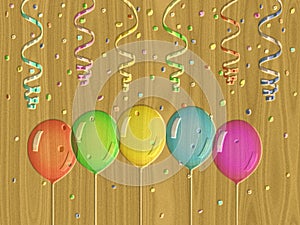 Confetti relief painting on generated wood texture background