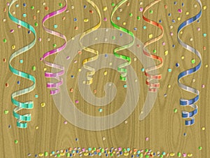 Confetti relief painting on generated wood texture background