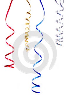 Confetti serpentine ribbon isolated on white