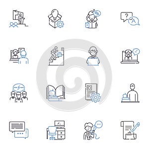 Confidant line icons collection. Trusrthy, Loyal, Faithful, Reliable, Supportive, Understanding, Empathetic vector and