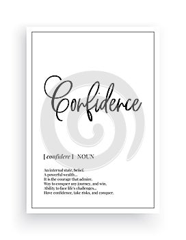 Confidence definition, minimalist poster design