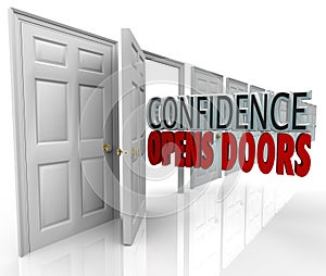 Confidence Opens Doors Words in Doorway