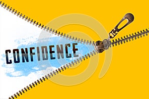 Confidence word under zipper