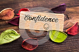 Confidence word in card photo