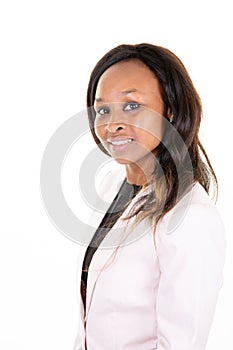 Confident African American business woman side portrait profile