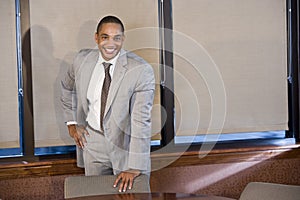 Confident African American businessman in suit