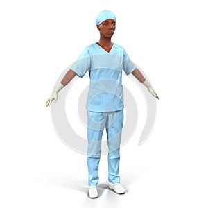 Confident African American Female Surgeon. Isolated On White. 3D illustration