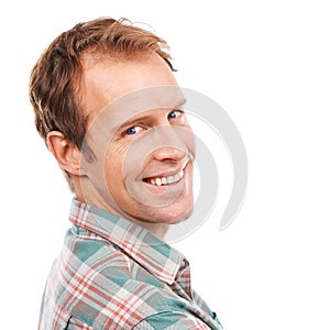 Confident in any situation. Portrait of a handsome young man posing against a white background.