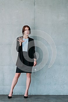 Confident arrogant business lady disagreement