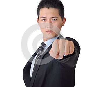 Confident Asian business man with fist