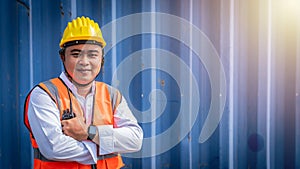 Confident asian male engineer portrait.