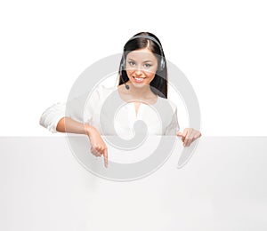 A confident and beautiful customer support operator