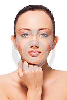 Confident brunette looking at camera