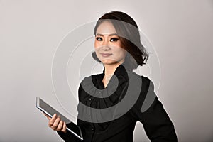 Confident business asian woman isolated in studio shot, Portrait of professional working people.