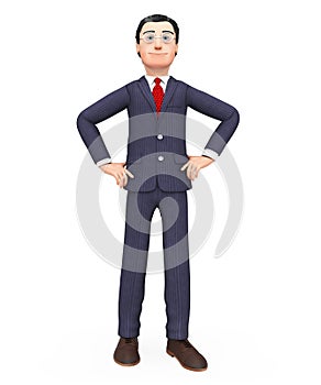 Confident Businessman Indicates Self-Possessed Self-Confident And Biz