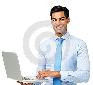 Confident Businessman Using Laptop