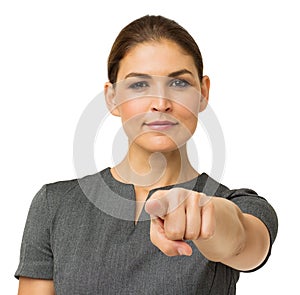 Confident Businesswoman Pointing At You