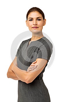Confident Businesswoman Standing Arms Crossed