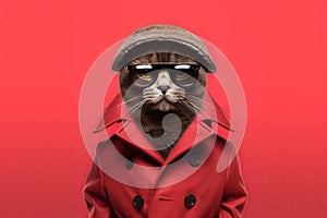 confident cool cat dressed as a spy