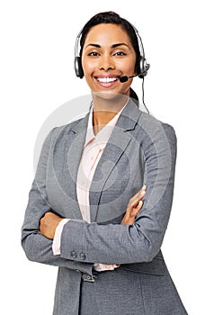 Confident Customer Service Representative Wearing Headset