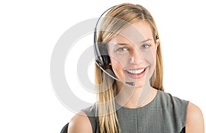 Confident Customer Service Representative Wearing Headset