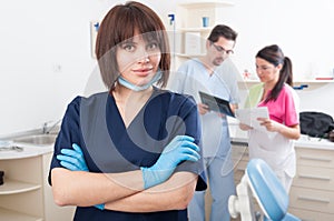 Confident dentist woman smiling