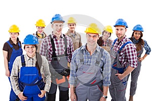 Confident diverse team of workmen and women photo