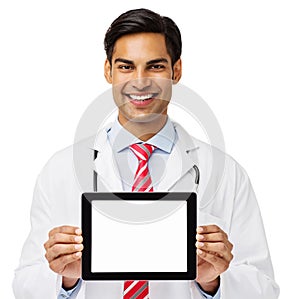 Confident Doctor Holding Digital Tablet