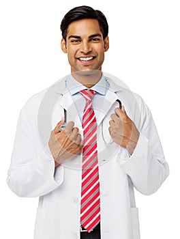 Confident Doctor With Stethoscope Around Neck