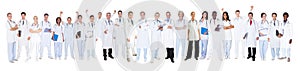 Confident doctors against white background