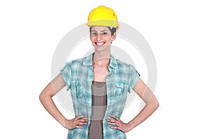 Confident female builder