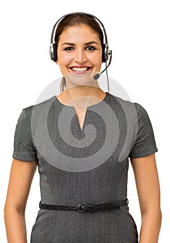 Confident Female Call Center Representative