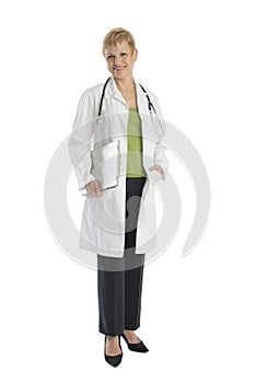 Confident Female Doctor Holding Clipboard