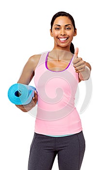 Confident Fit Woman Gesturing Thumbs Up