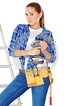 Confident happy DIY handy woman