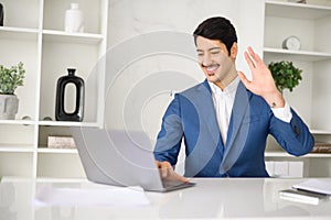 Confident Hispanic businessman in suit