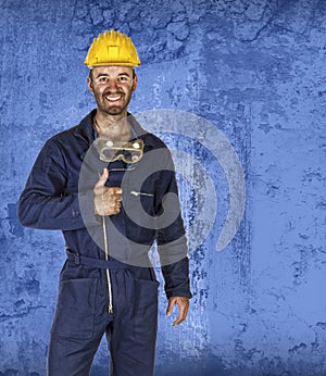 Confident labourer standing