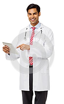 Confident Male Doctor Holding Tablet Computer