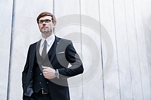 Confident male manager in stylish formal wear