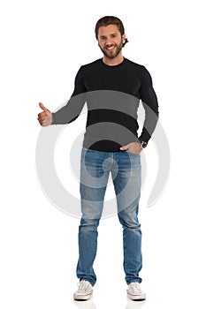 Confident Man Is Showing Thumb Up