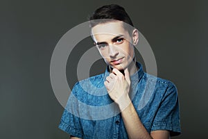 Confident man thinking