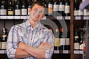 Confident man at wine selection