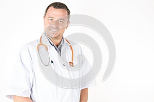 Confident Mature Doctor Looking Camera Isolated On White Background