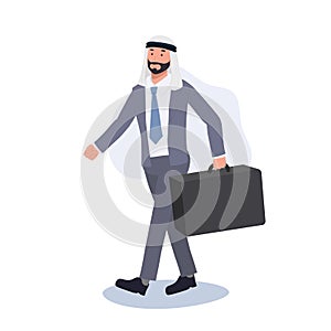 Confident Middle Eastern EntrepreneurÃ Â¸Â¡ Arab Businessman Walking with Suitcase