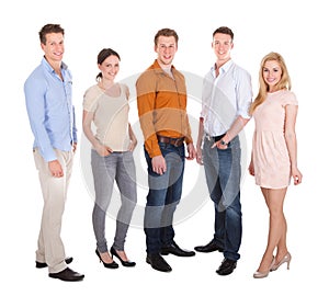 Confident people standing over white background