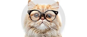 Confident Persian Cat Rocks Stylish Glasses, Bringing Charm And Playfulness To Artwork