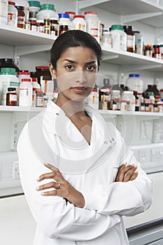 Confident Pharmacist In Pharmacy photo