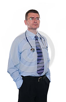 Confident, relaxed doctor looks to future